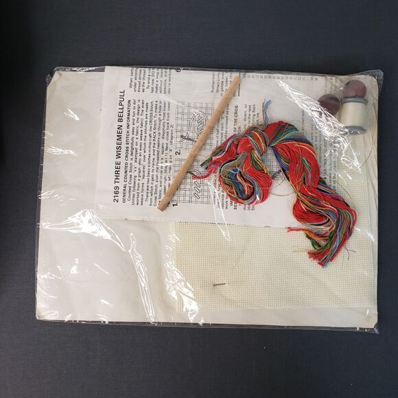 Vtg 80s Sealed Creative Circle Counted Cross Stitch Kit 3 Wisemen Bell Pull 2169 - Picture 3 of 5